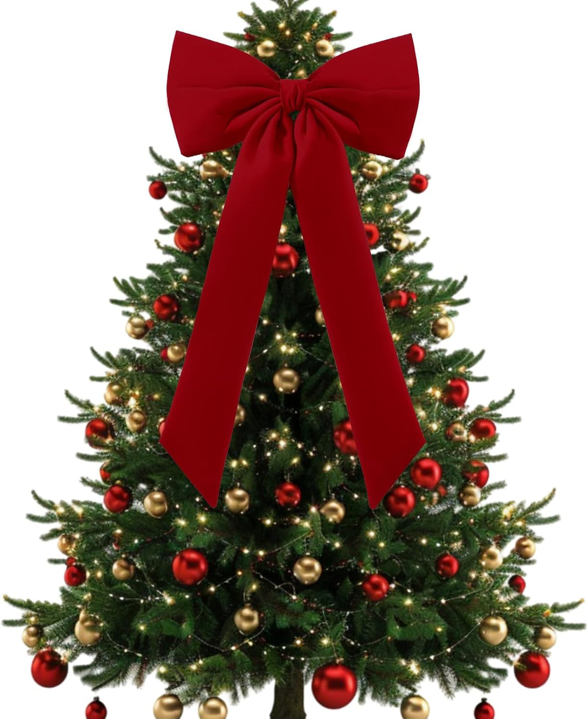 Large Christmas Tree Topper Bow Ornament 15X30 Inch(Red)